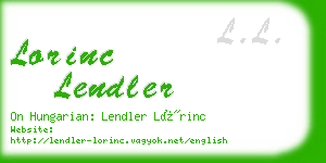 lorinc lendler business card
